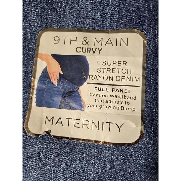 BNWT NEW Woman's 9TH & Main Curvy Jeans Maternity Blue Denim Pants Size Large - Picture 3 of 11